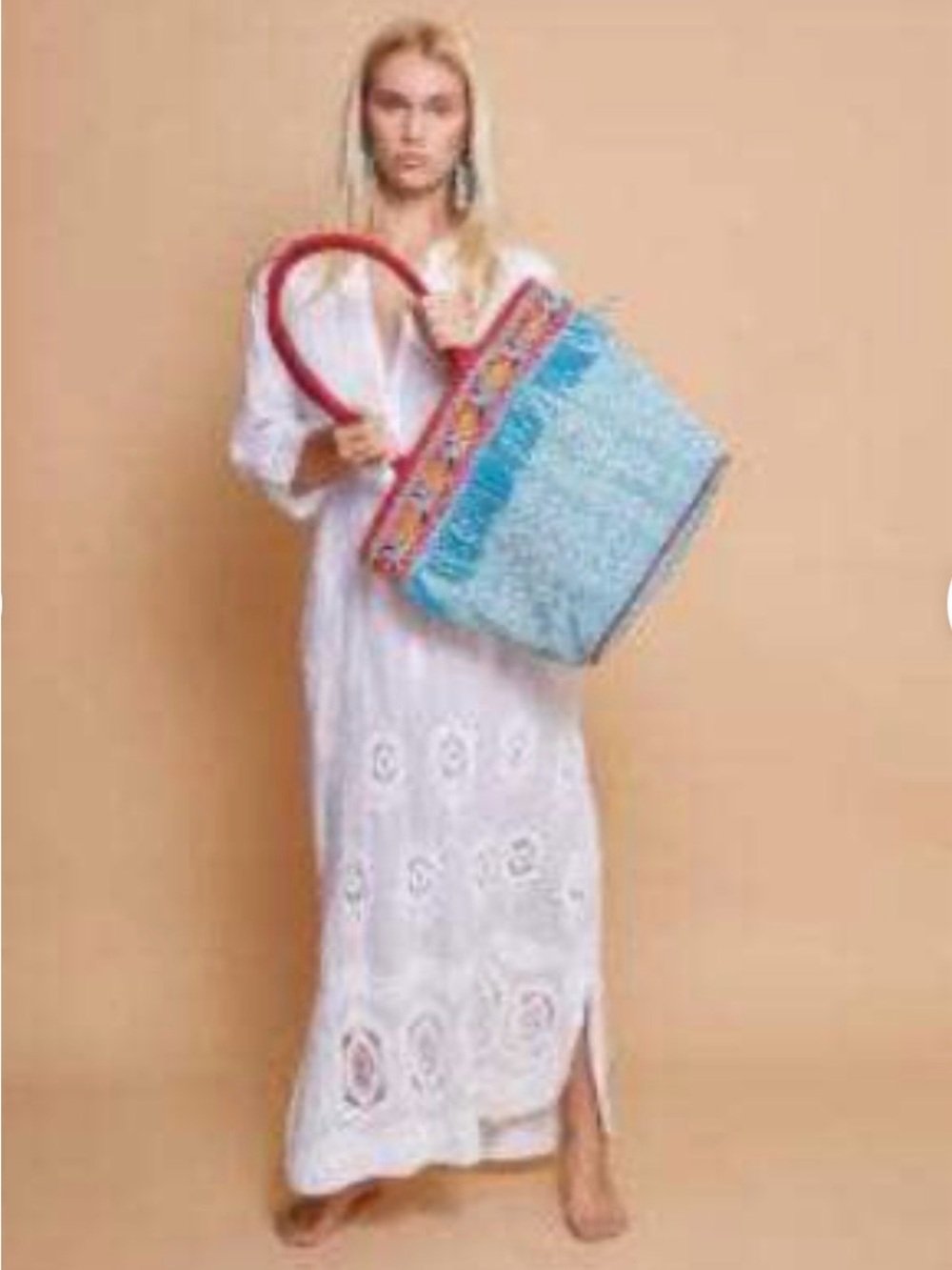 NWT Guadalupe Design Khari Printed Tote - Light Blue $109